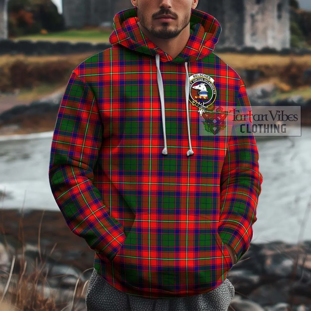 Belsches Tartan Cotton Hoodie with Family Crest