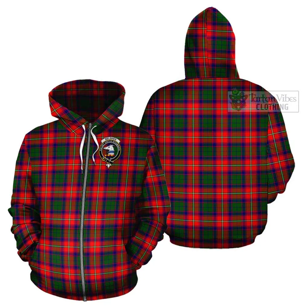 Belshes Tartan Cotton Hoodie with Family Crest