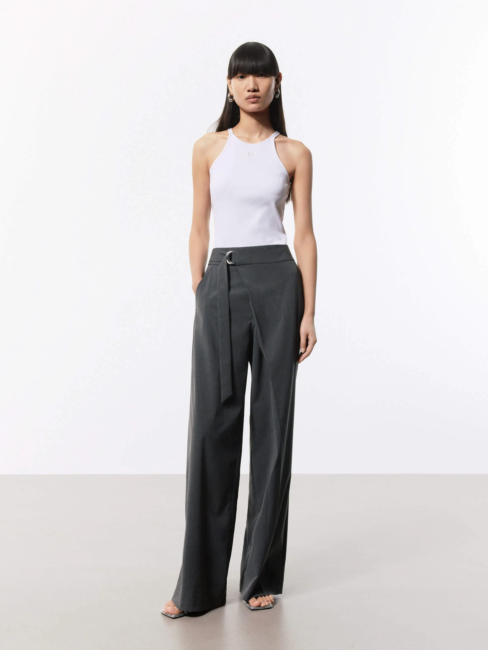 Belt Wide Leg Pants