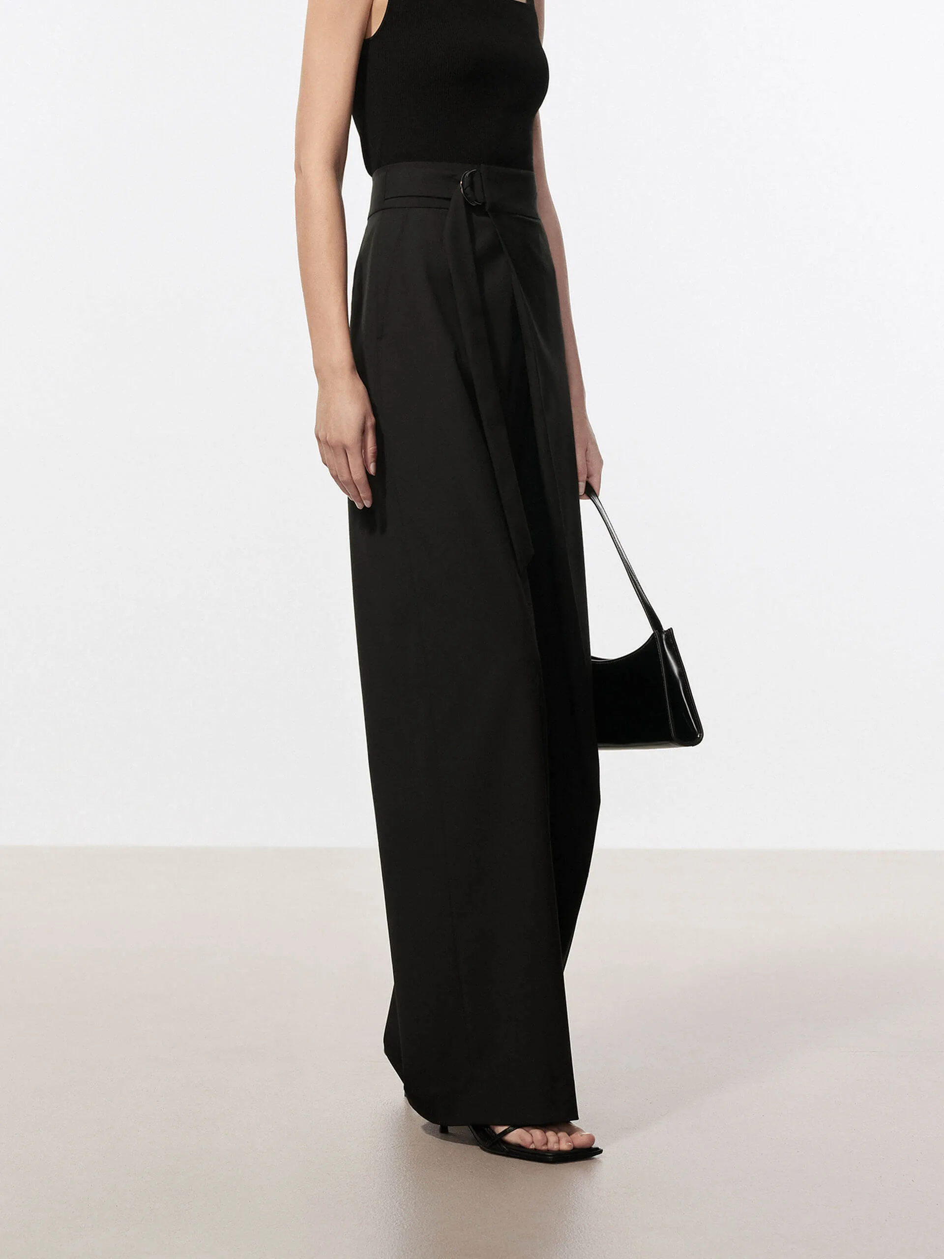 Belt Wide Leg Pants