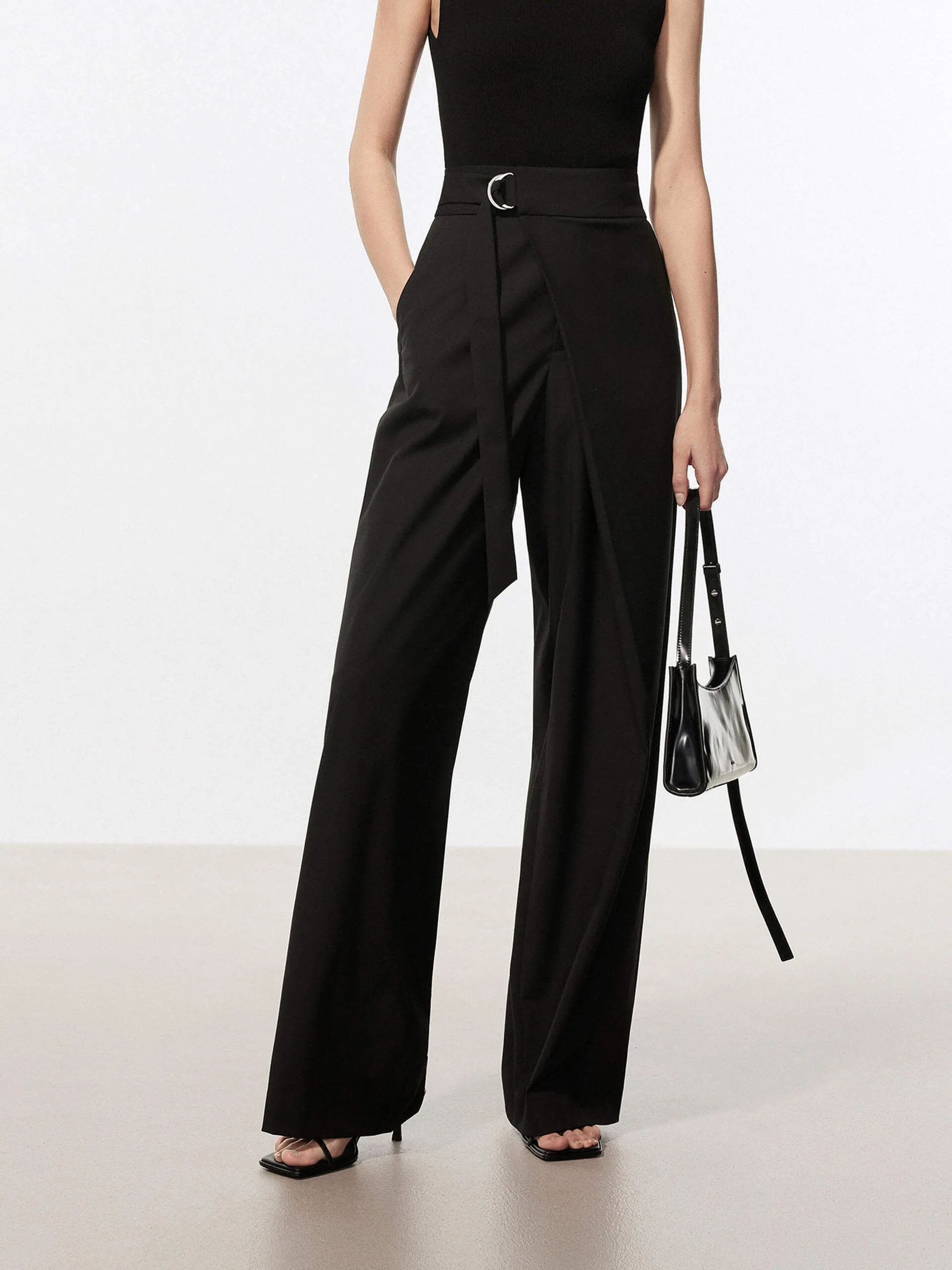 Belt Wide Leg Pants