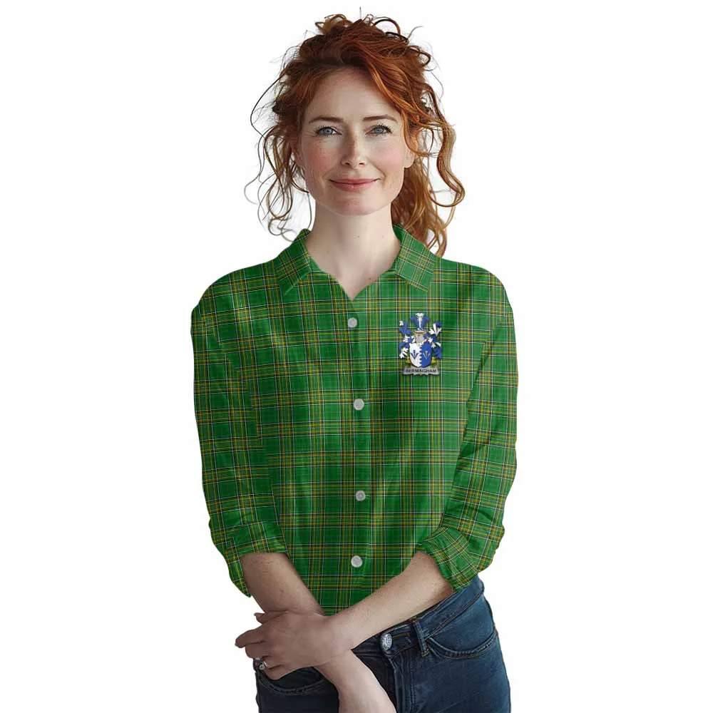 Bermingham Irish Clan Tartan Women's Casual Shirt with Coat of Arms