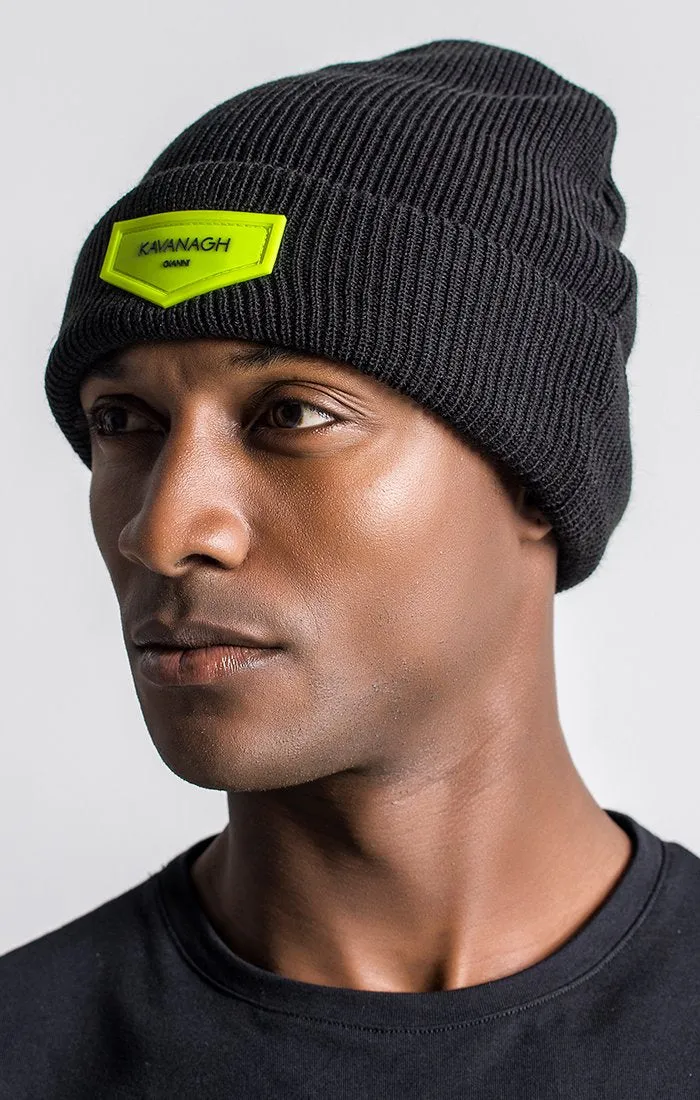 Black Beanie With Neon Green GK Plaque