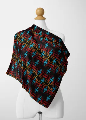 Black Fire and Sky Satin Shawl