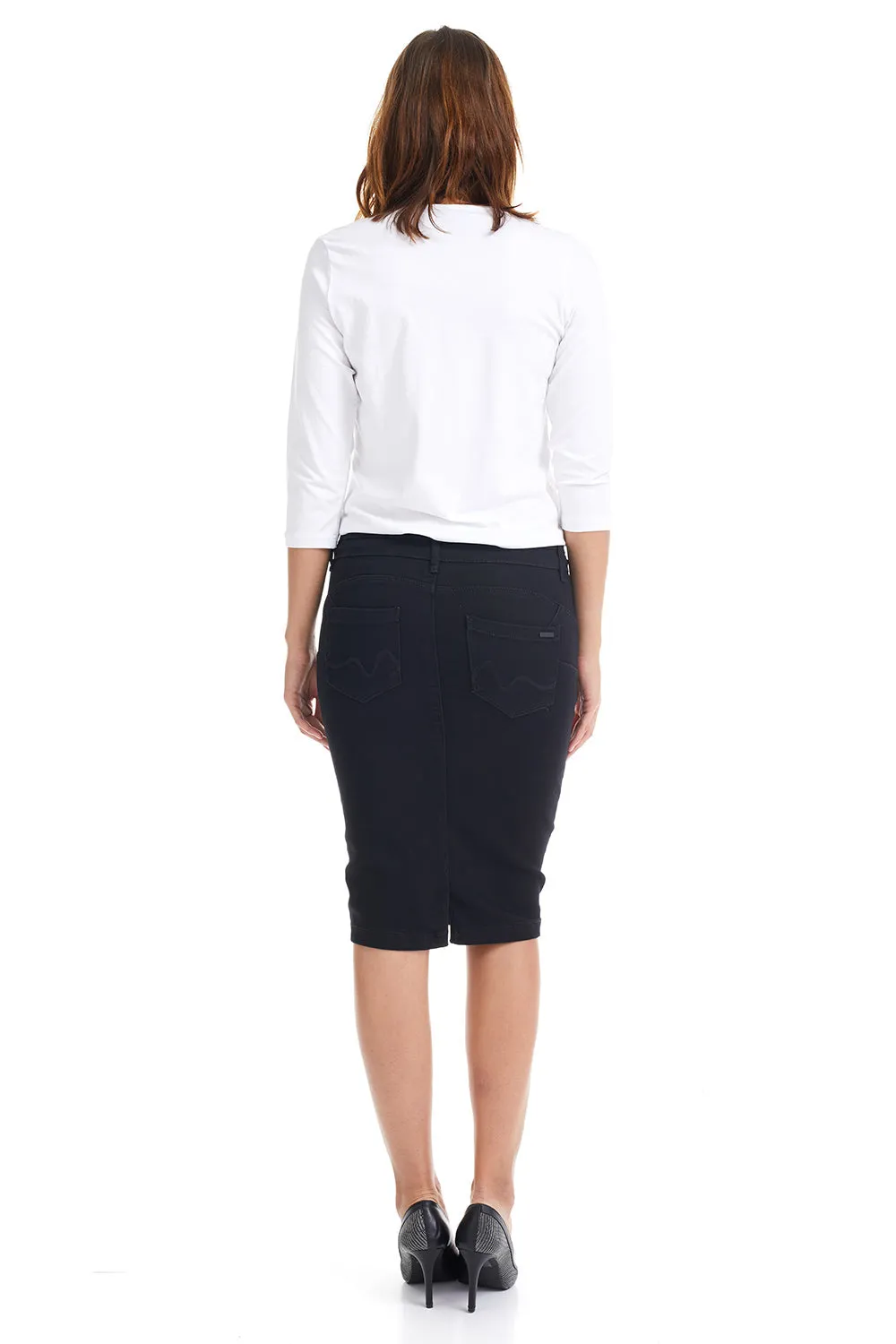 Black Jean Skirt with Tummy Control  'Beverly Hills'