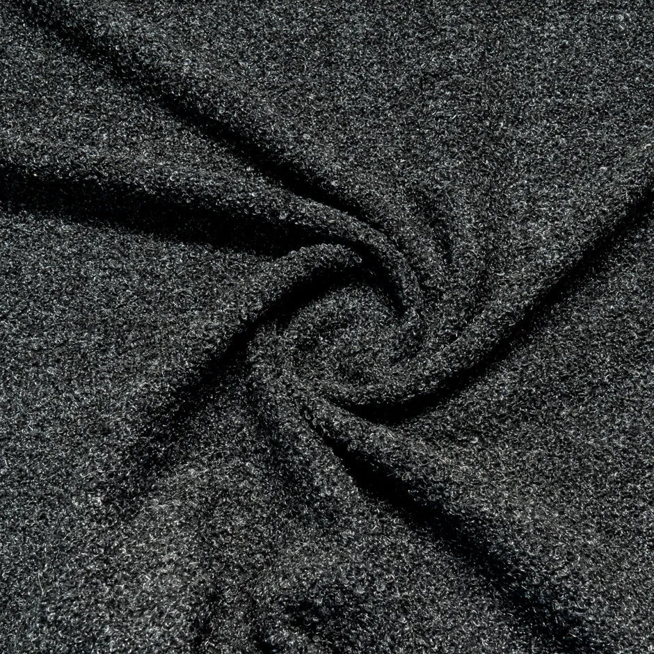 Black Wool Blend Metallic Bouclé