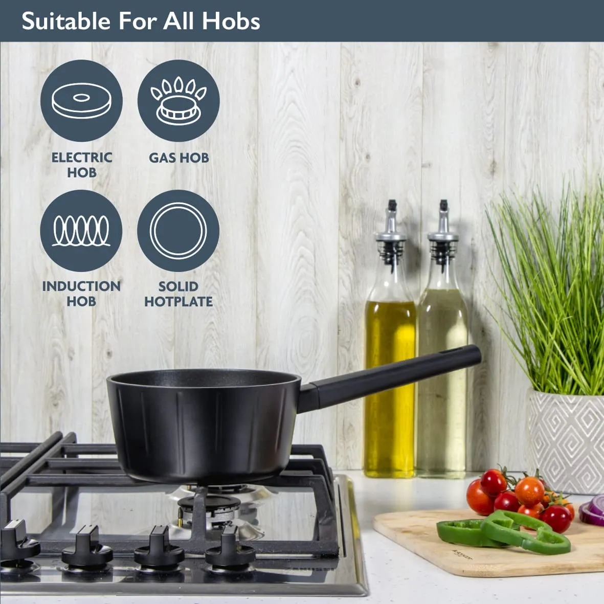 Blackmoor 67379 Neuvo 16cm Saucepan/All Hob Types Incl. Induction, Gas, Electric/Non-Stick 5-Layer Cookware/Recycled Body and Soft Touch Handle