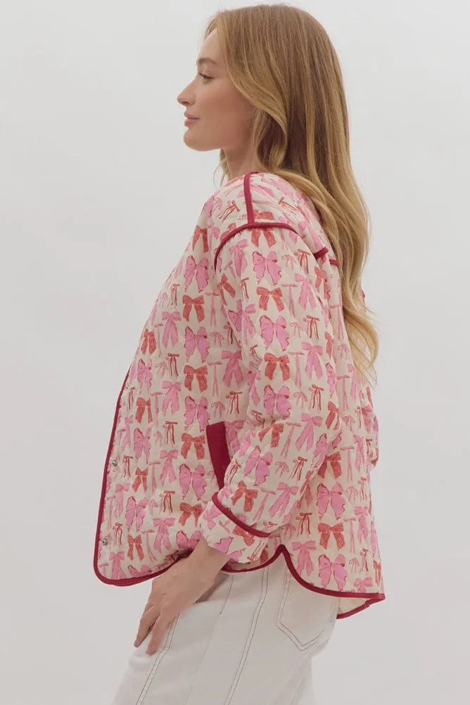 Bow Print Jacket in Pink Multi by Entro