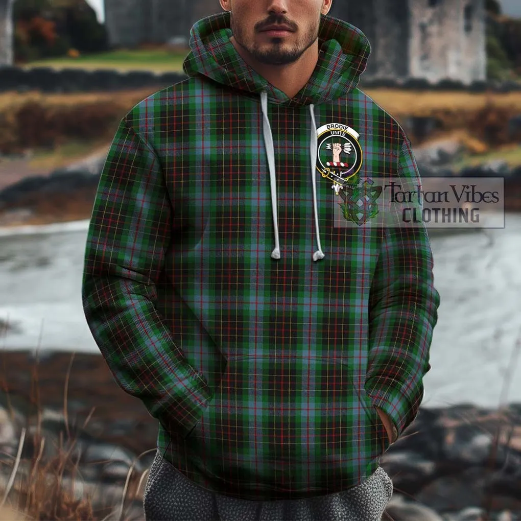 Brodie Hunting Tartan Cotton Hoodie with Family Crest