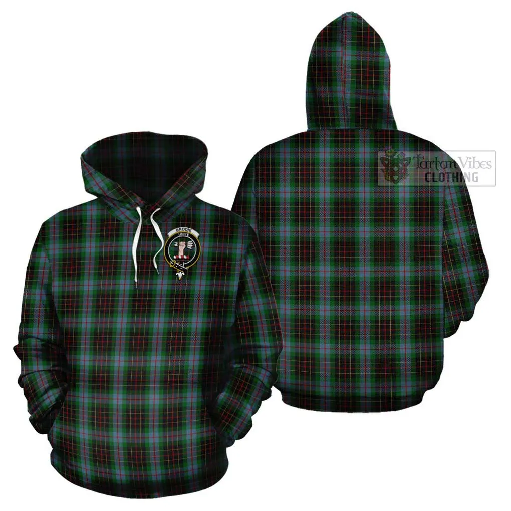 Brodie Hunting Tartan Cotton Hoodie with Family Crest