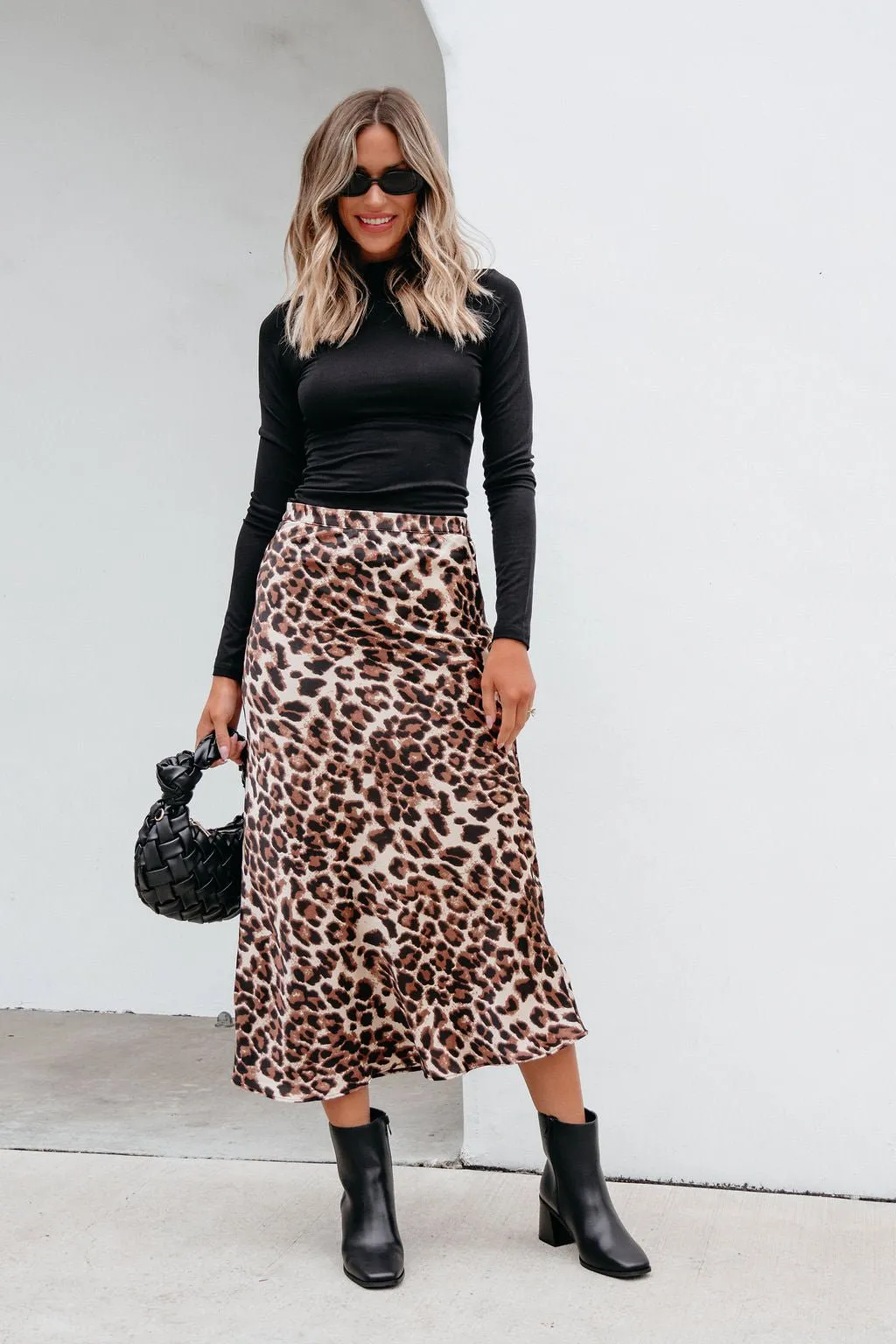 Brown Leopard Print Pencil Skirt