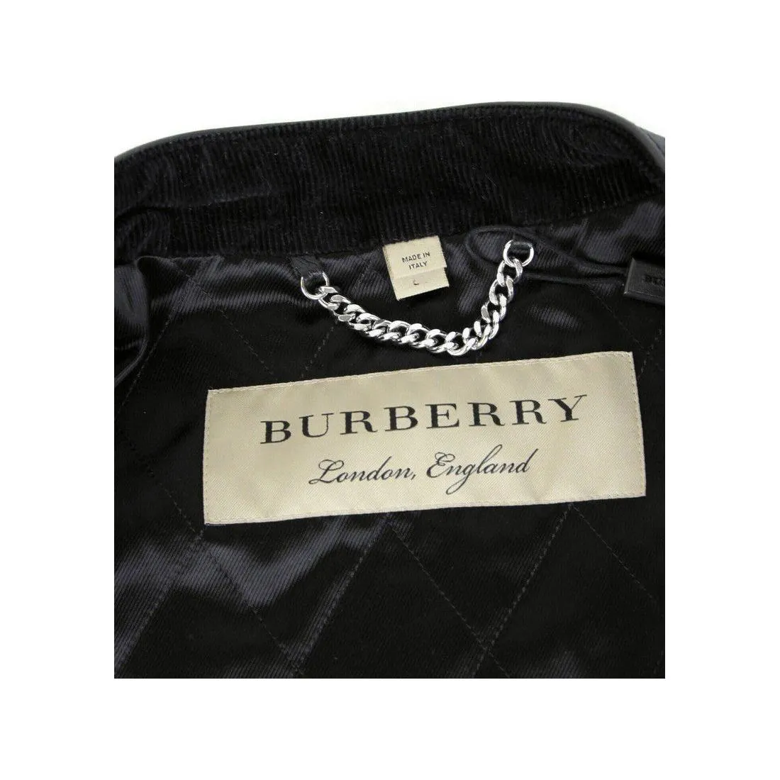 Burberry Men's Black Leather Diamond Quilted Biker Jacket