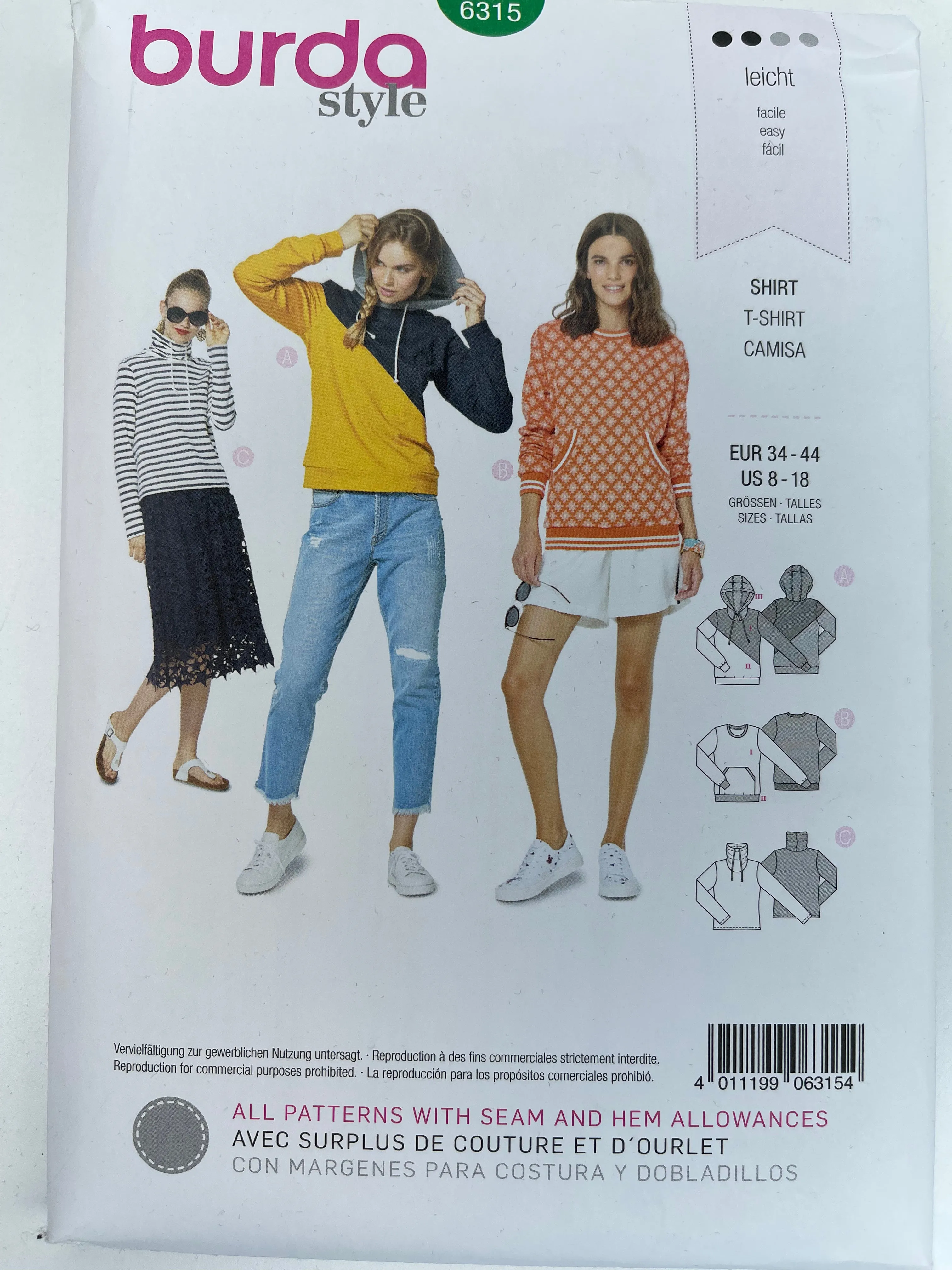 BURDA Women pullover Pattern - 6315