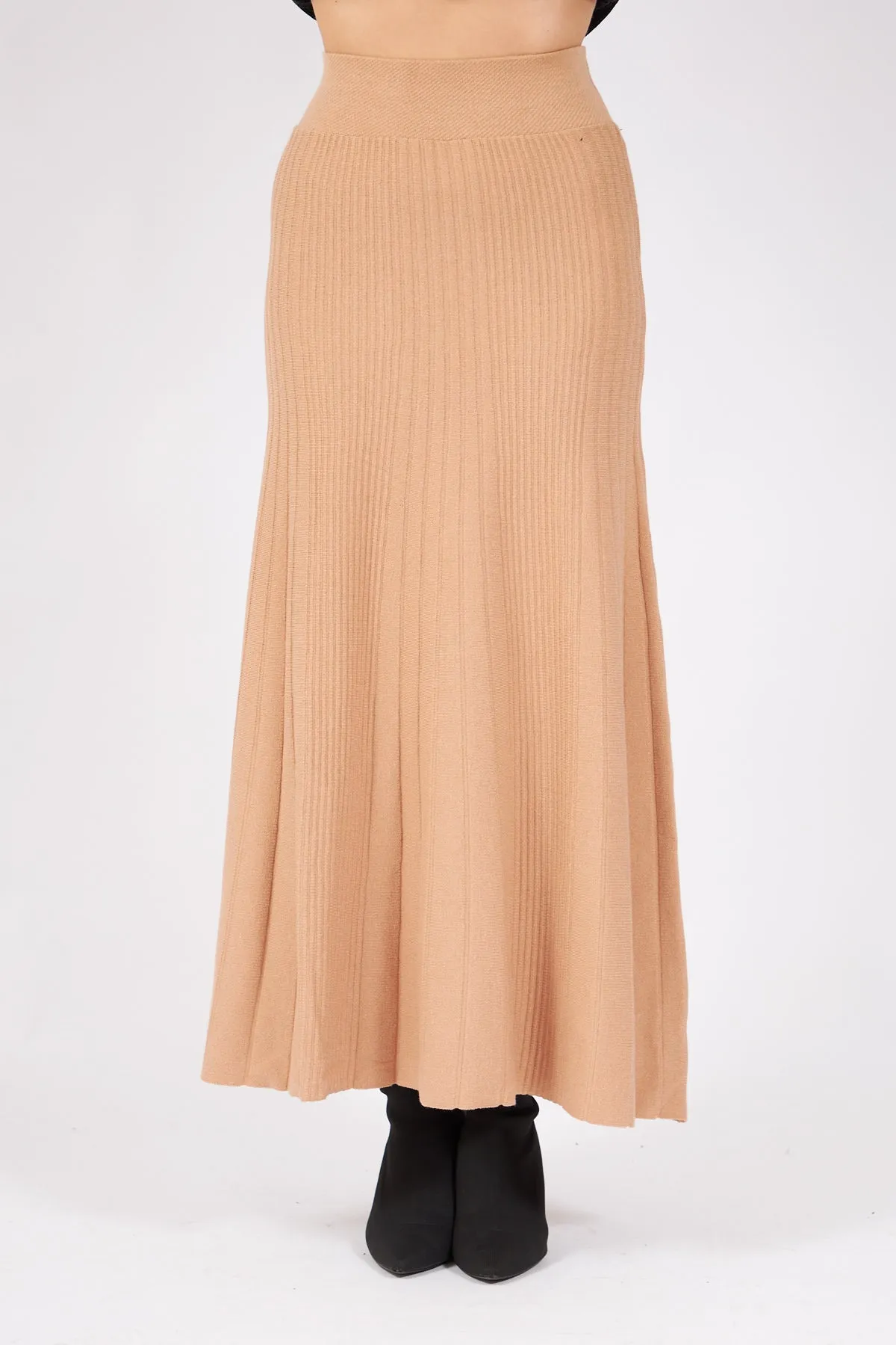 Camel Thick Corduroy Knit Skirt