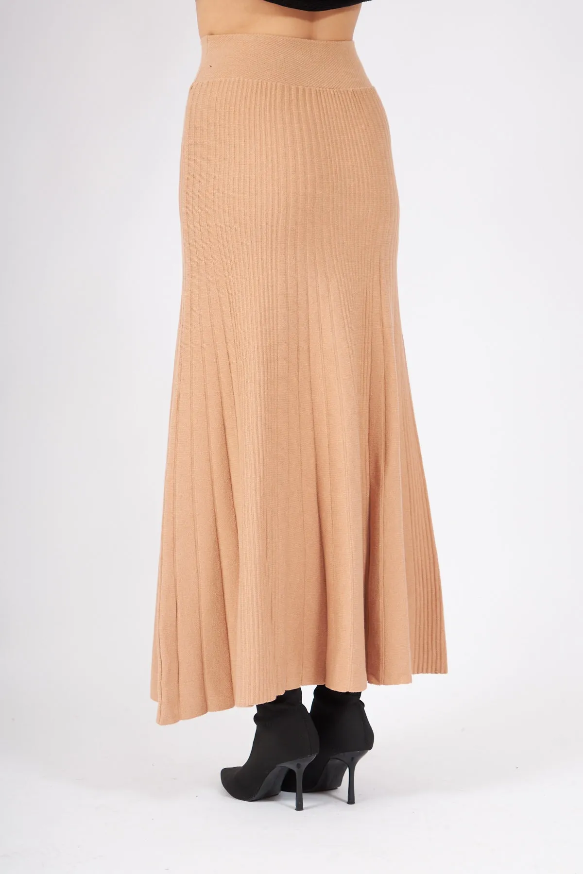 Camel Thick Corduroy Knit Skirt