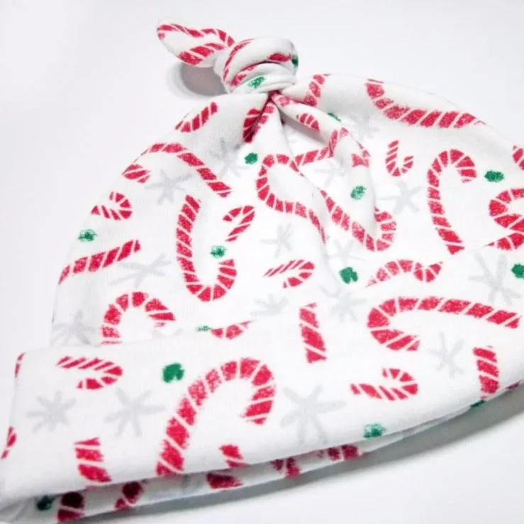 Candy Cane Lane Organic Cotton Baby Hat (0-3M)