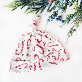 Candy Cane Lane Organic Cotton Baby Hat (0-3M)