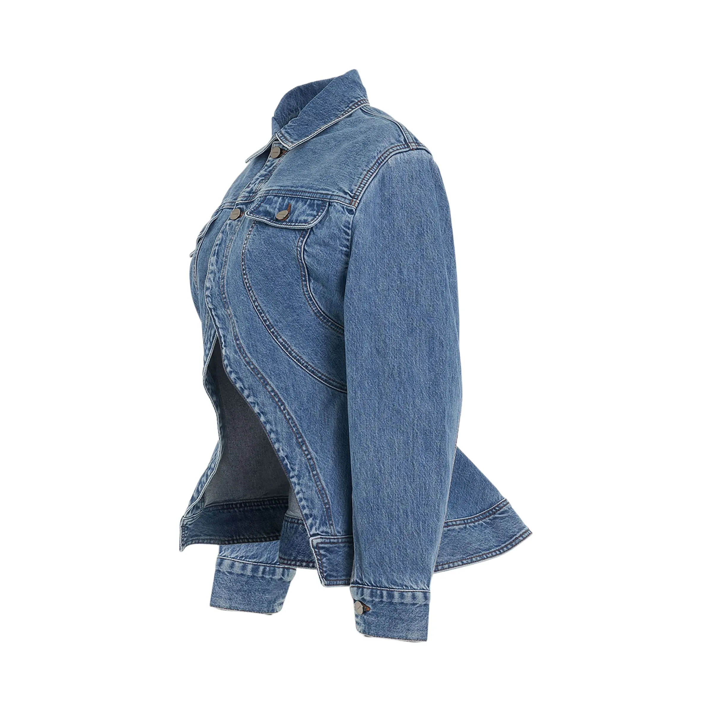 Caraco Denim Jacket in Light Blue/Tabac