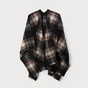 Caracol Fringed Plaid Shawl 6140-MXB Black Mix