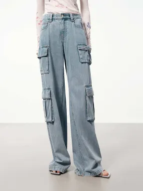 Cargo Style Straight Jeans