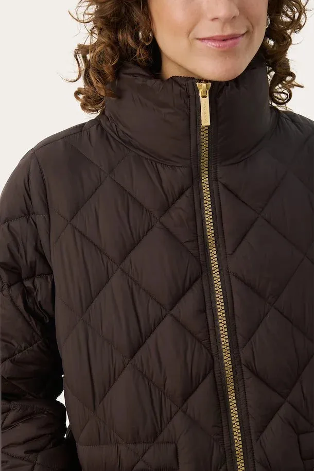 Cheas Chocolate Torte Long Quilted Jacket