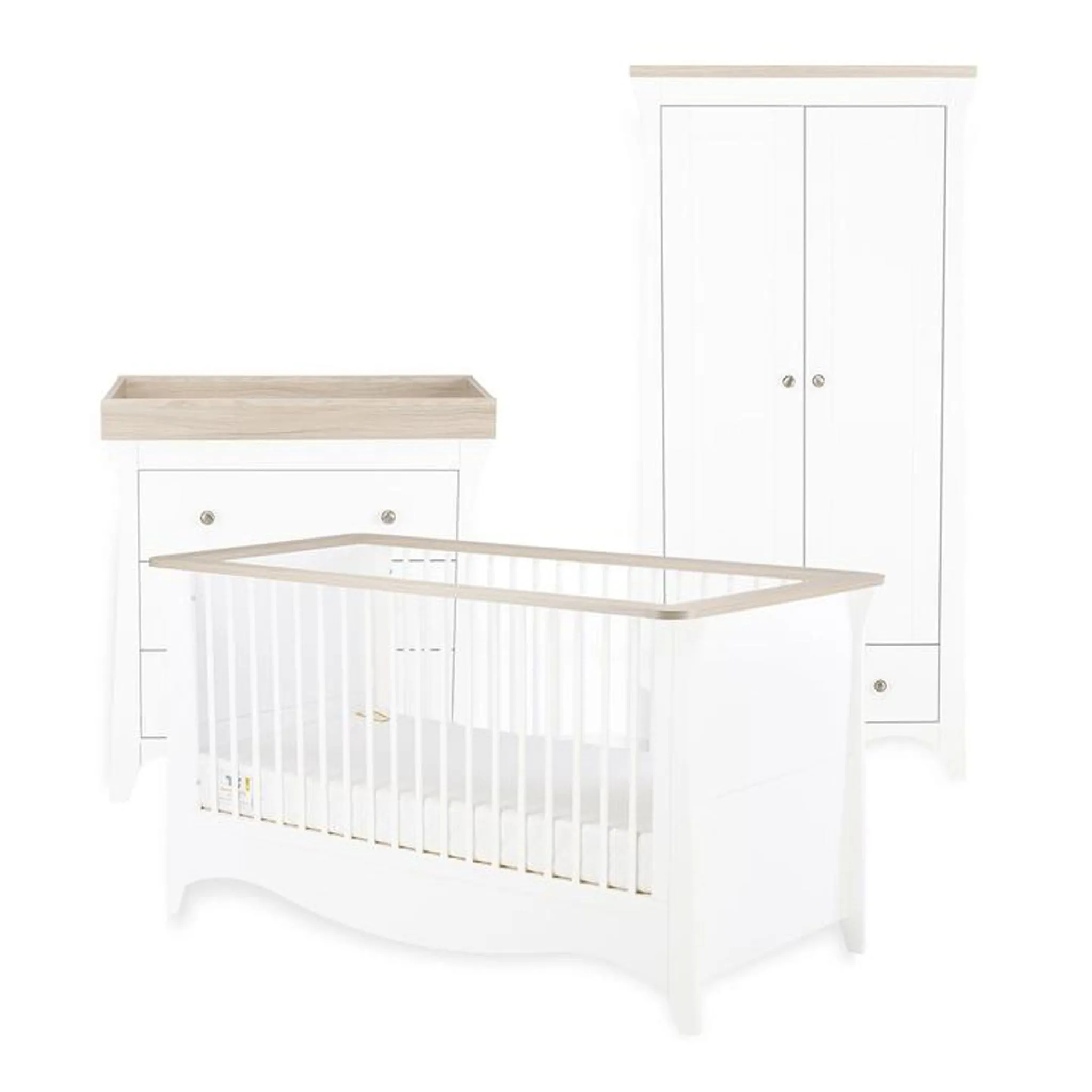 Cuddleco Clara 3 Piece Nursery Furniture Set - White/Ash