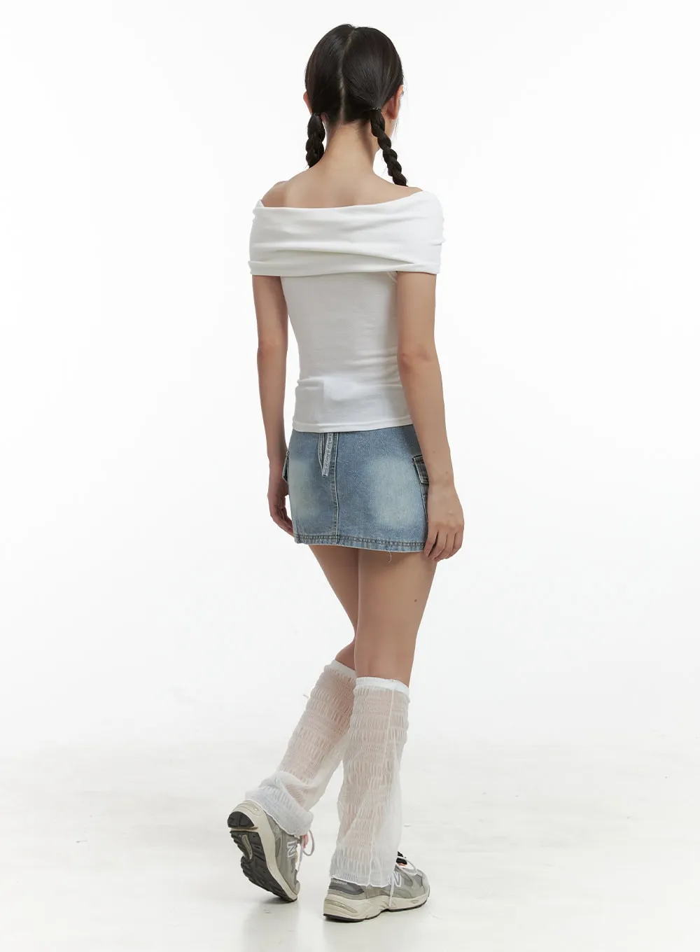 Cut Out Denim Cargo Mini Skirt OL402