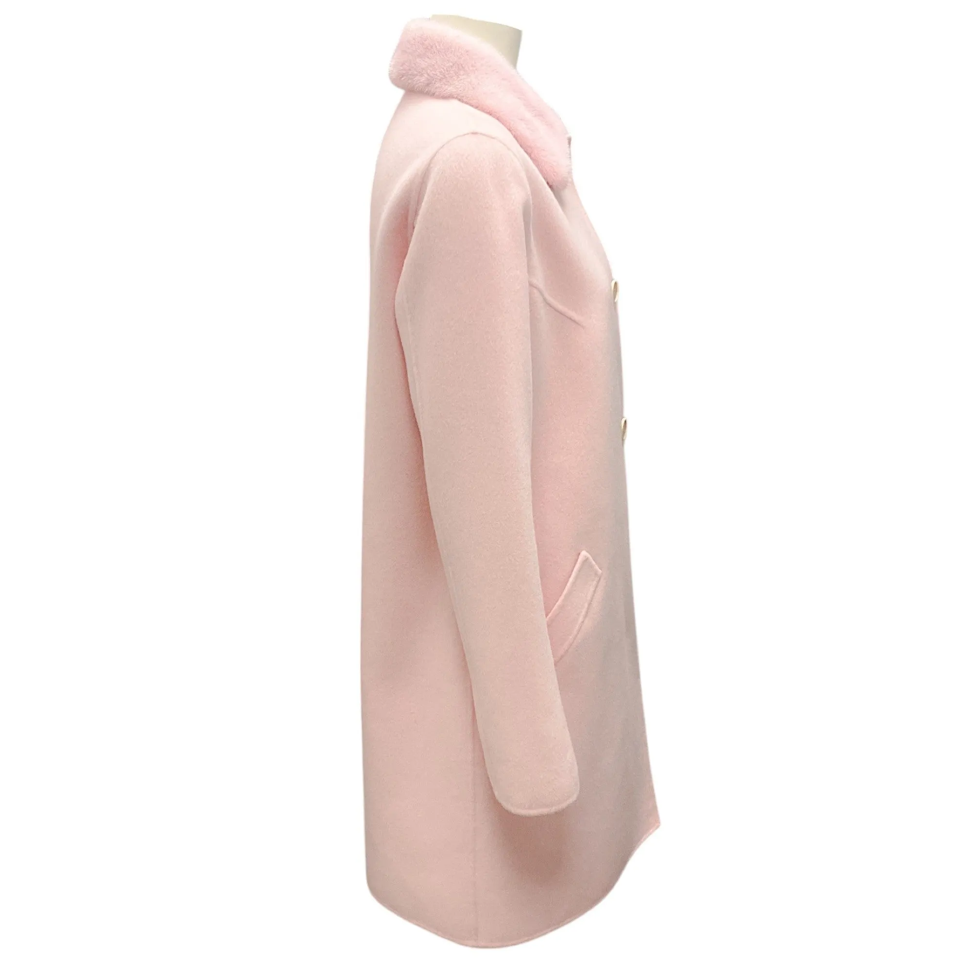 Dennis Basso Light Pink Mink Fur Collar Cashmere Coat