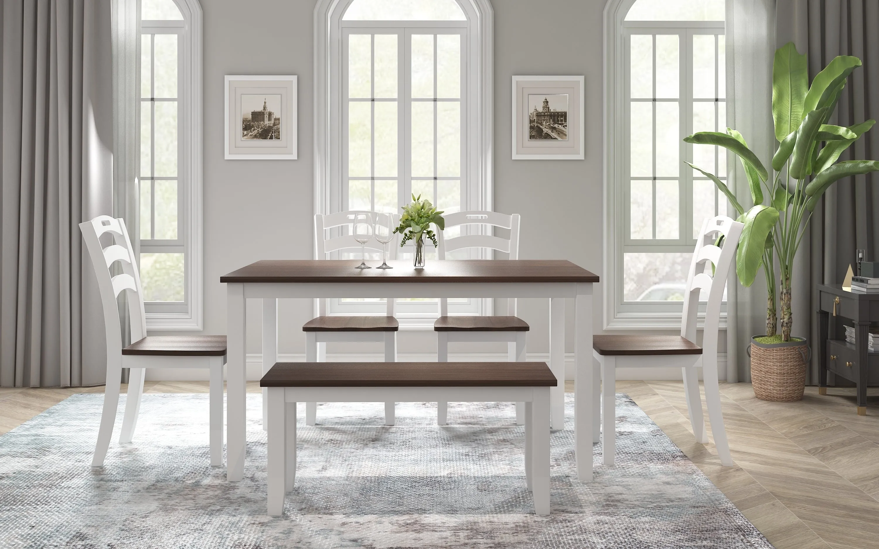 DiPoli 6 Piece Dining Table Set with Bench