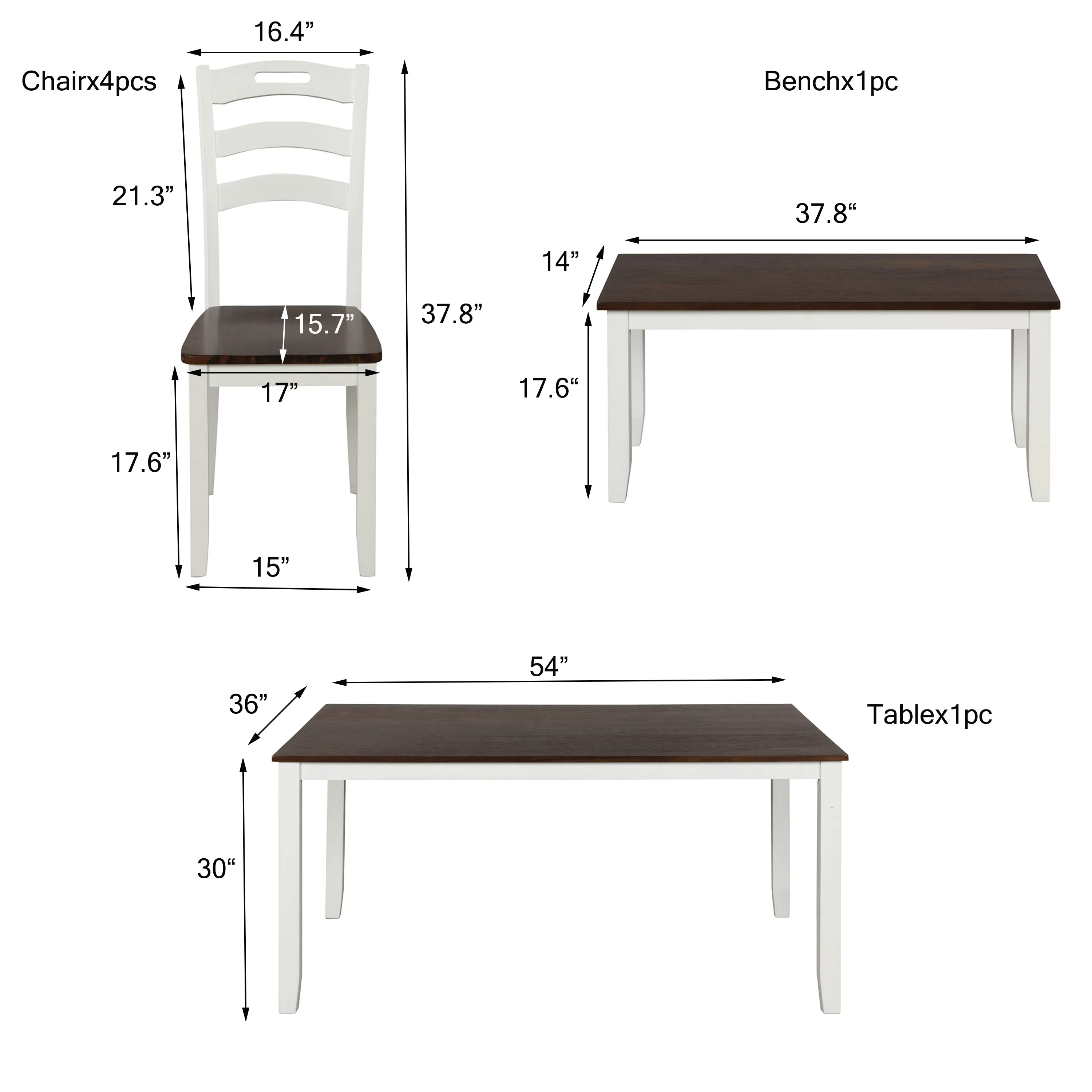 DiPoli 6 Piece Dining Table Set with Bench