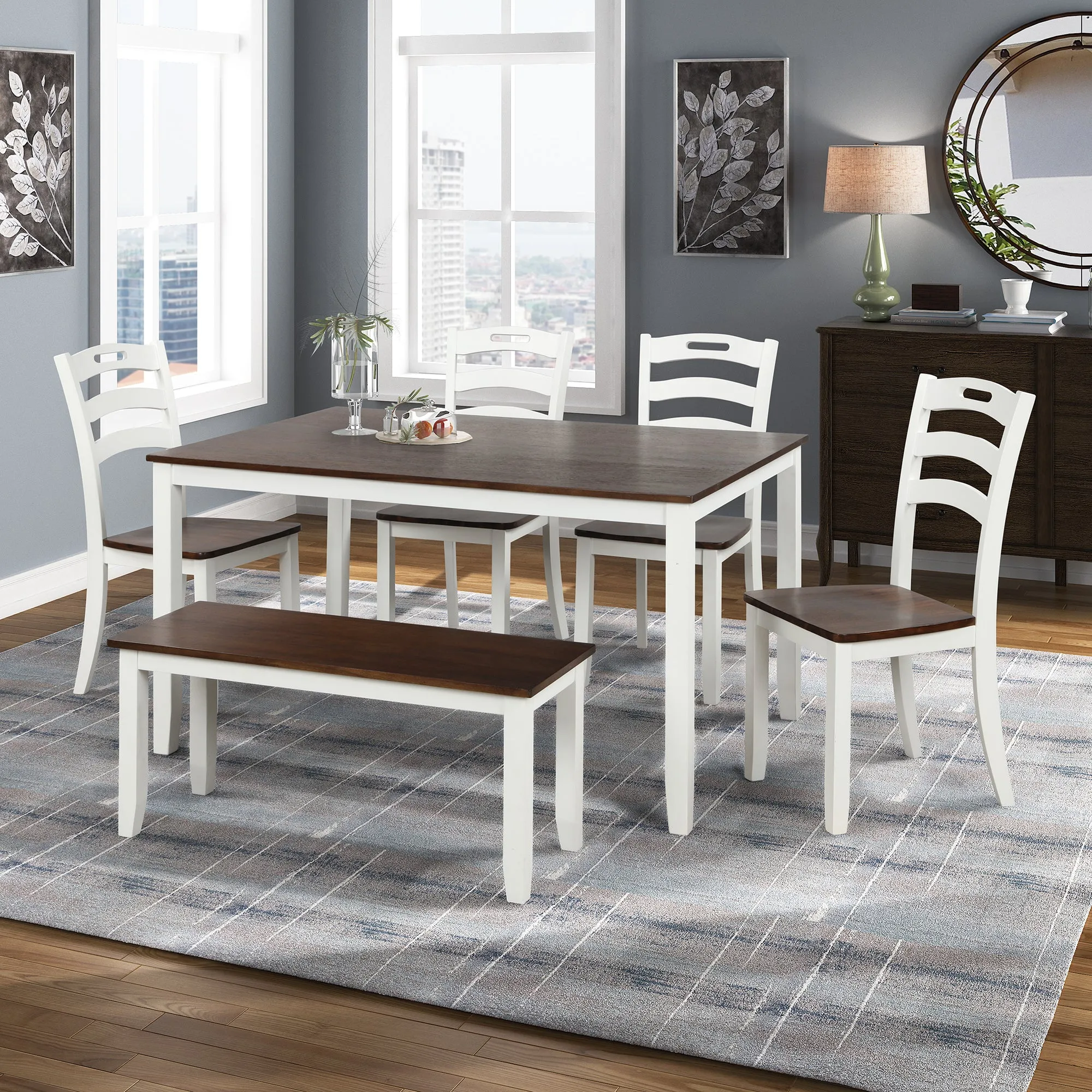 DiPoli 6 Piece Dining Table Set with Bench