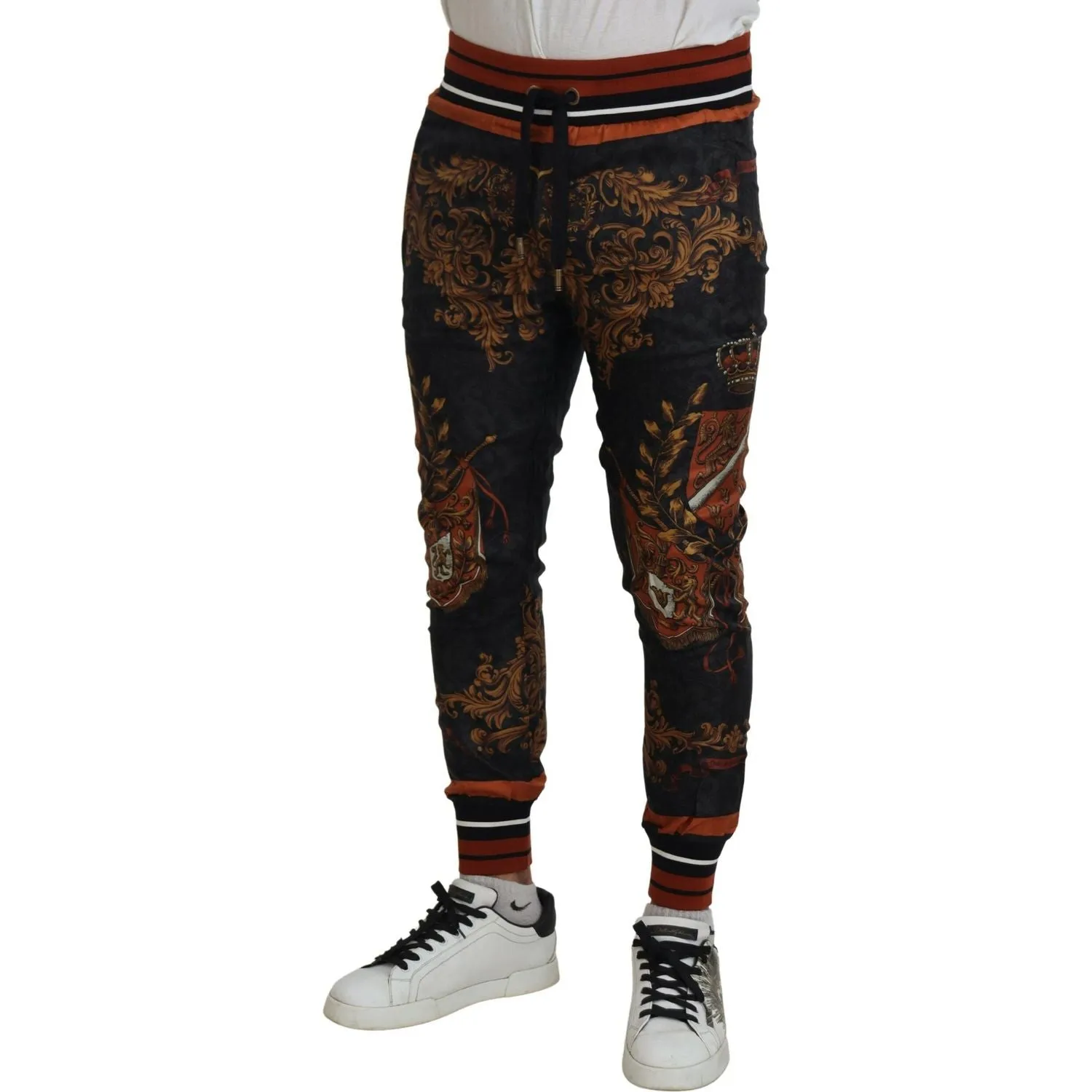 Dolce & Gabbana Baroque Crown Silk Sweatpants