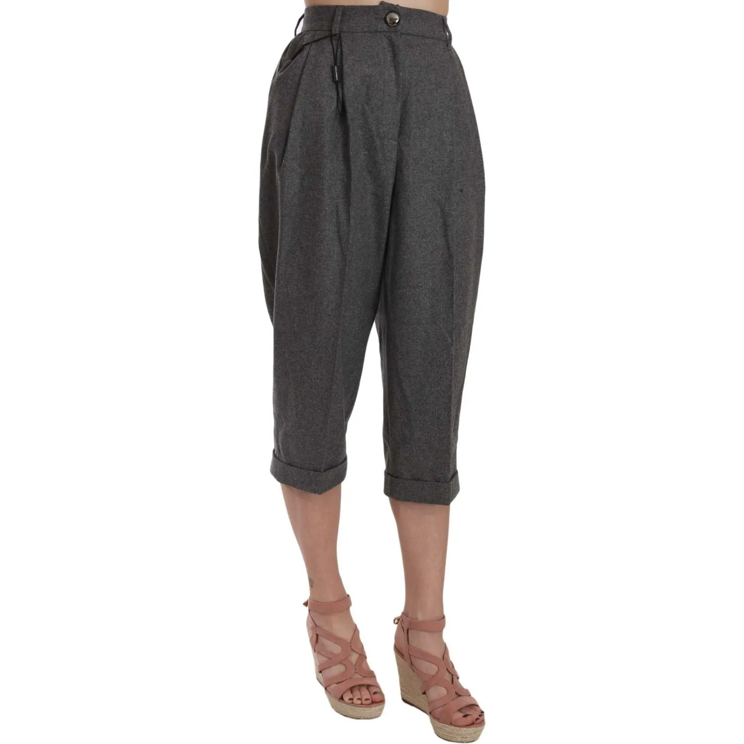 Dolce & Gabbana Elegant Gray Wool-Cashmere Pleated Trousers