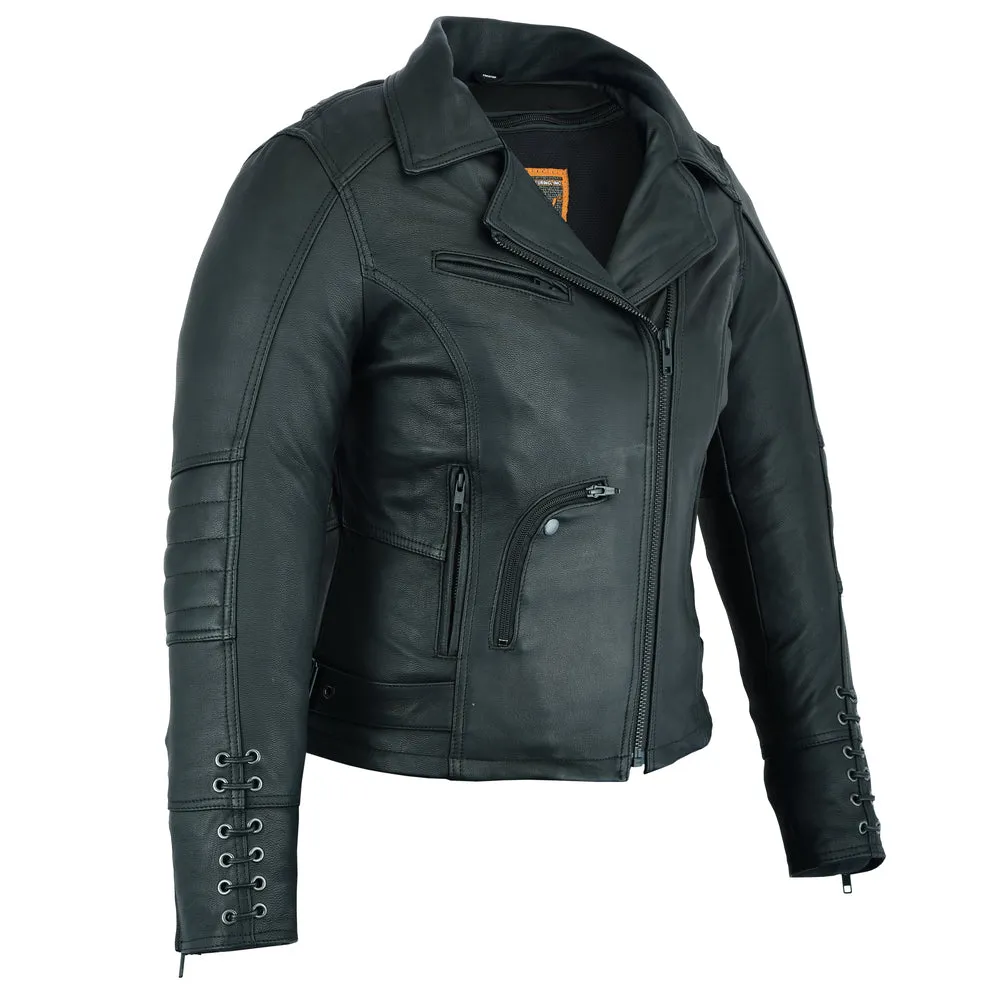 DS802 The Must Ride - Women's Grommet and Lace Leather Jacket