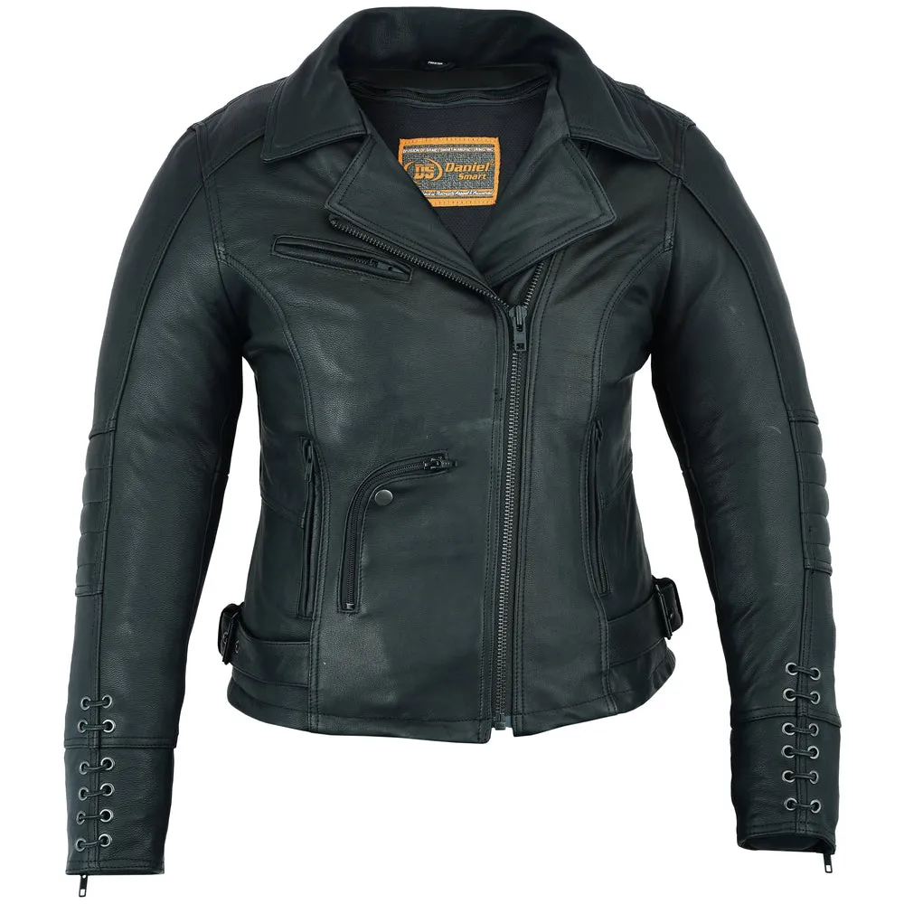 DS802 The Must Ride - Women's Grommet and Lace Leather Jacket