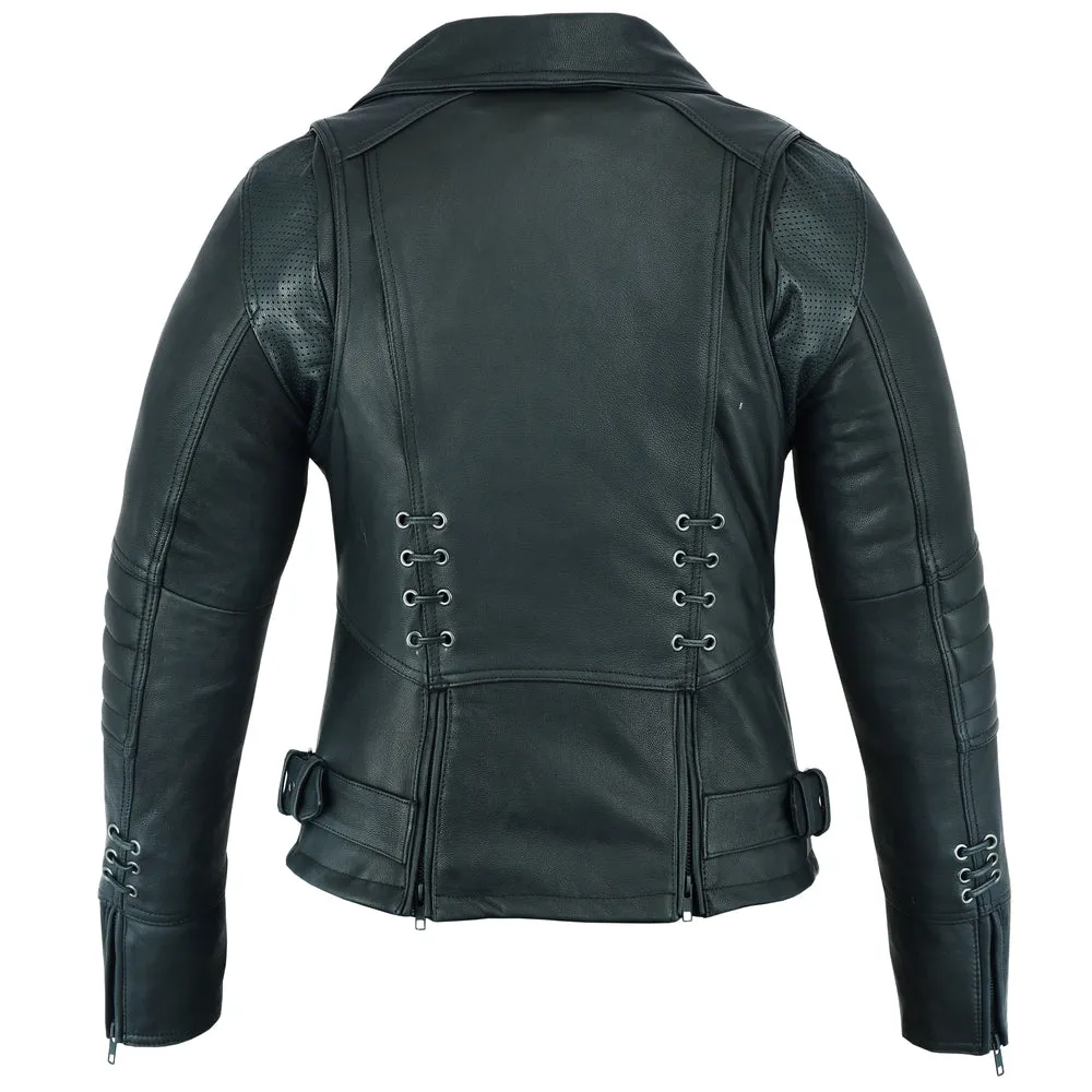 DS802 The Must Ride - Women's Grommet and Lace Leather Jacket