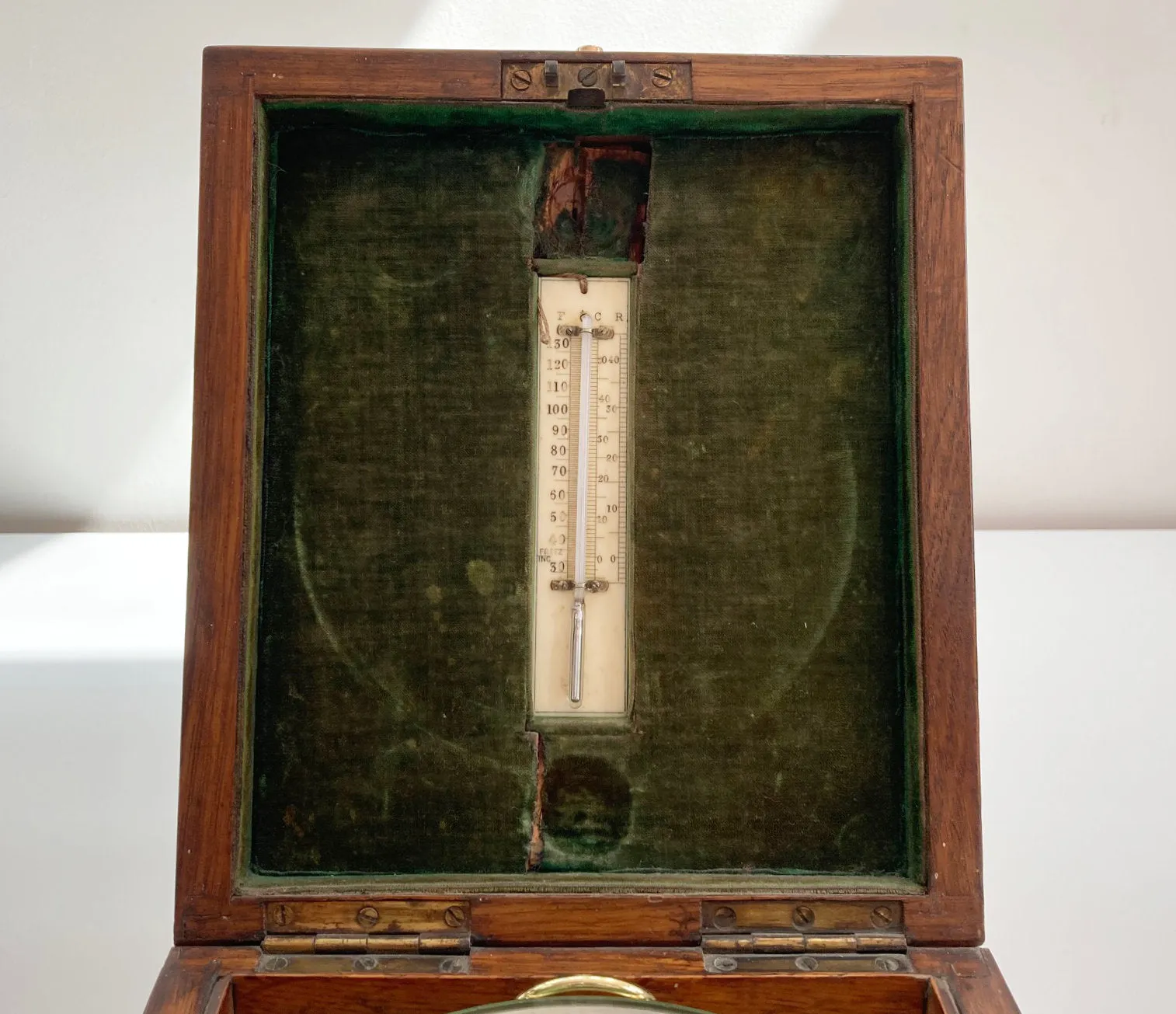 Edwardian Oak Cased Surveyors Aneroid Barometer by Ross London with Early Snooker Award