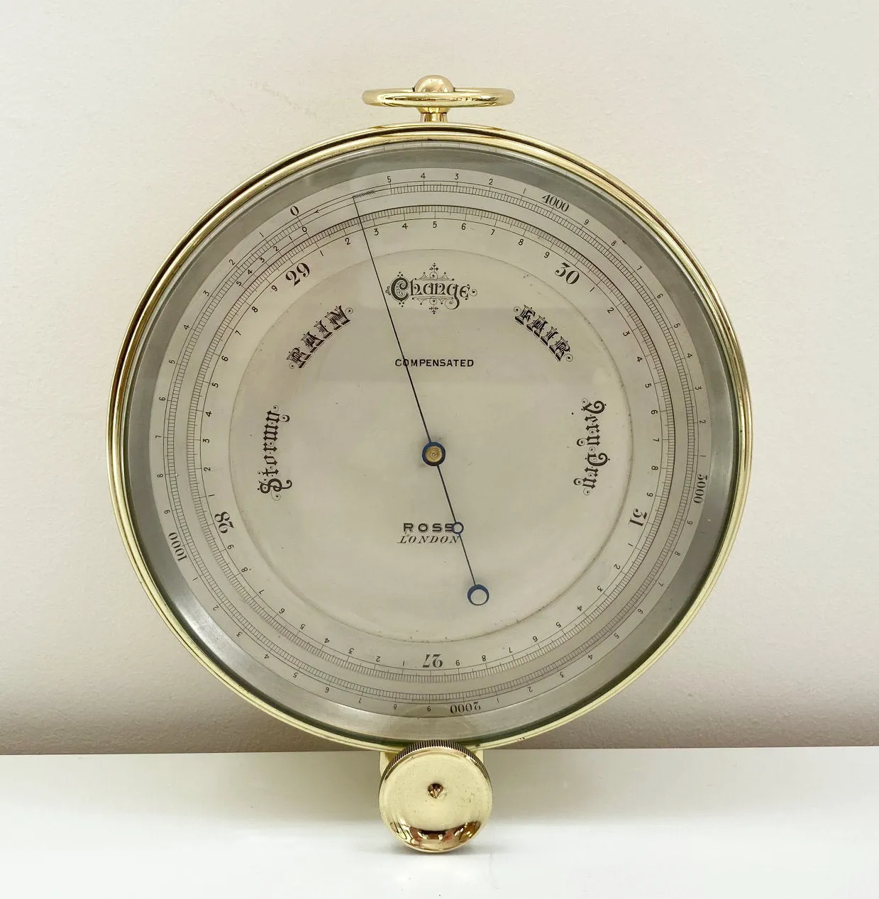 Edwardian Oak Cased Surveyors Aneroid Barometer by Ross London with Early Snooker Award