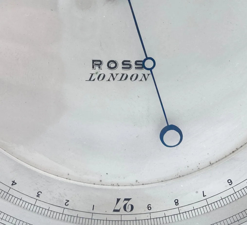 Edwardian Oak Cased Surveyors Aneroid Barometer by Ross London with Early Snooker Award