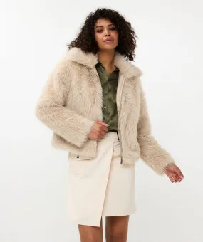 Esqualo Sand Coloured Cropped Faux Fur