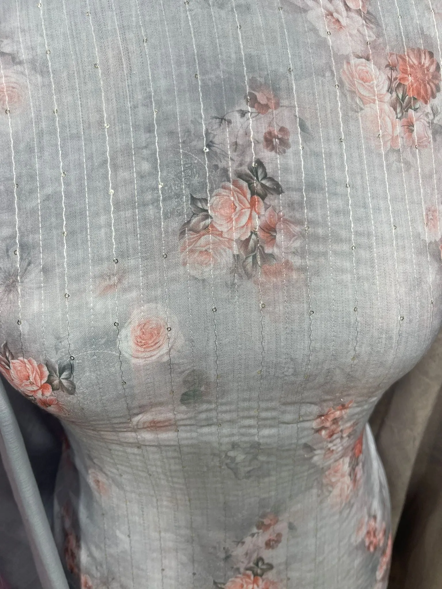 FLORAL PRINT EMBELLISHED COTTON