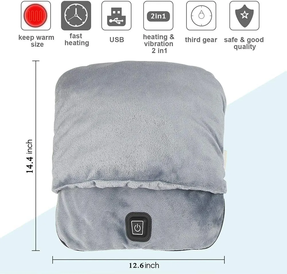 Foot Warmers,Electric Foot Massage Fast Heating Pad,USB Feet Warmers with Heated and Vibration,Soft Plush Micro Mink Fabric,Auto-Off Feature,Gifts for Women and Men