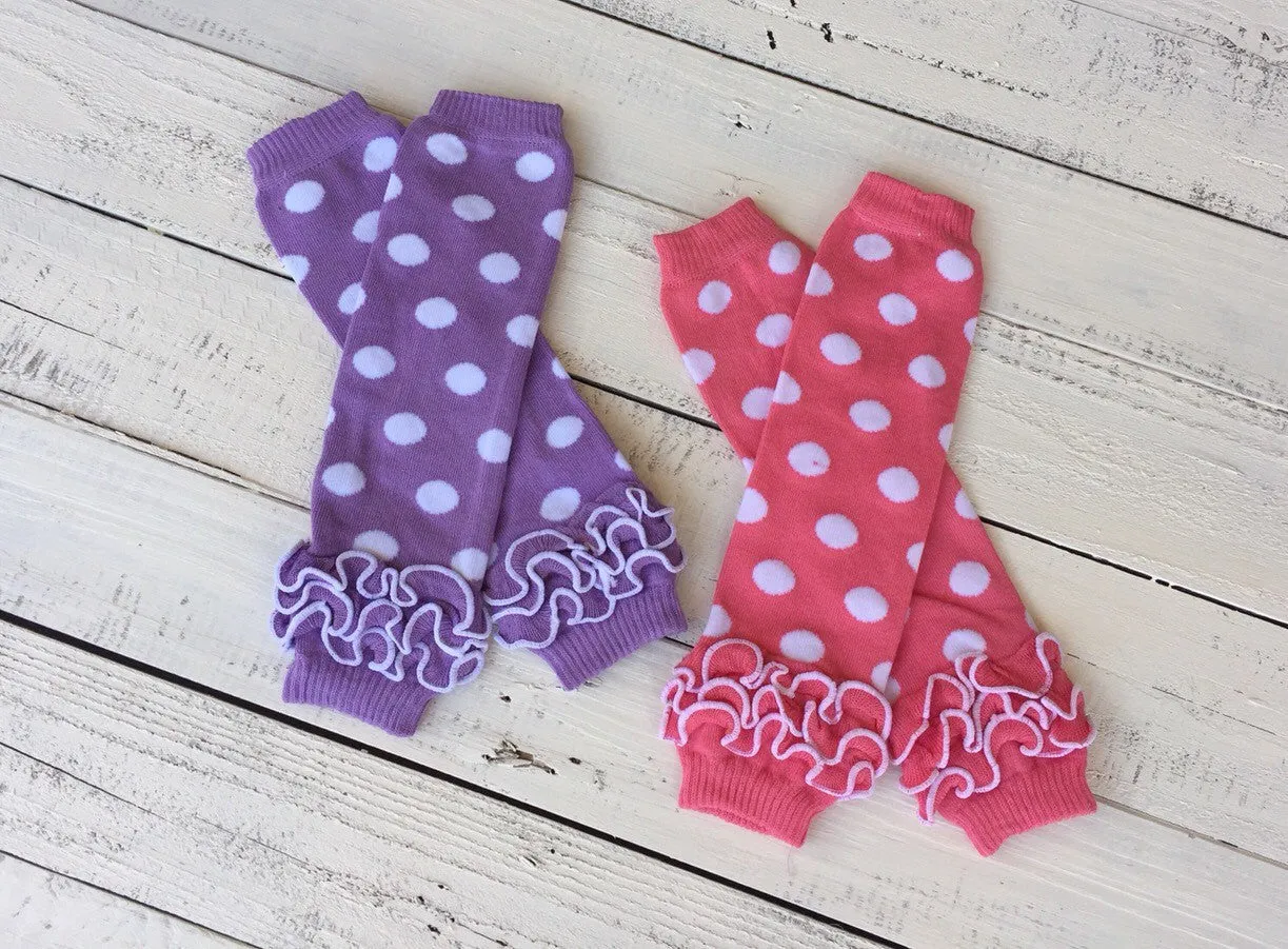 FREE HEADBAND - White polka dot leg warmers