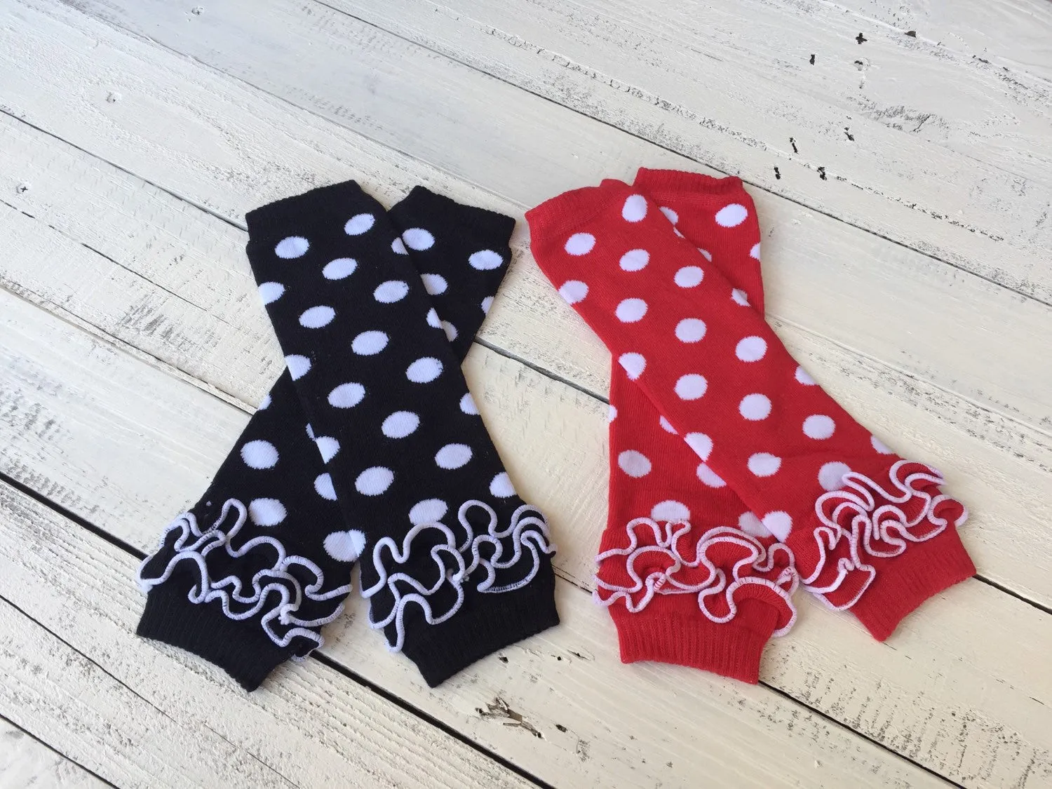 FREE HEADBAND - White polka dot leg warmers