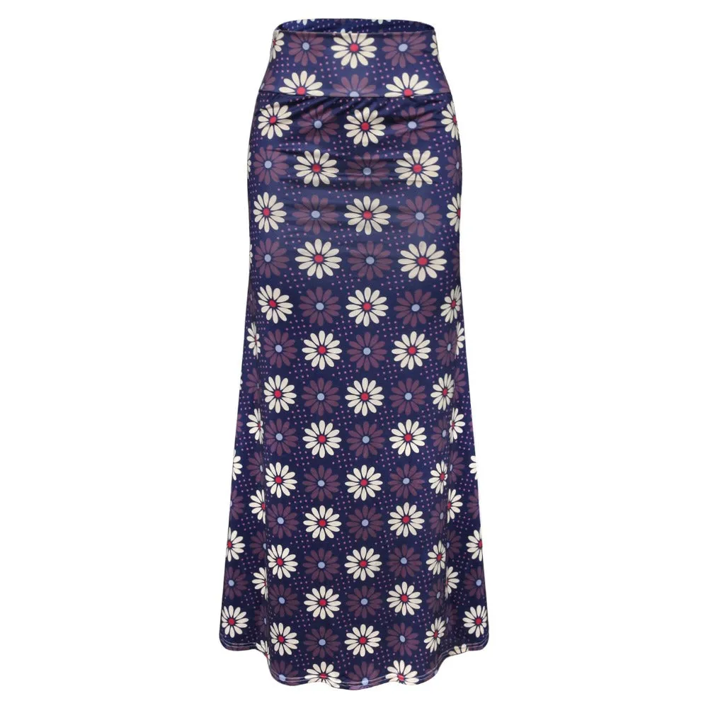 Funki Buys | Skirts | Women's Colorul Print Long Stretch Skirt