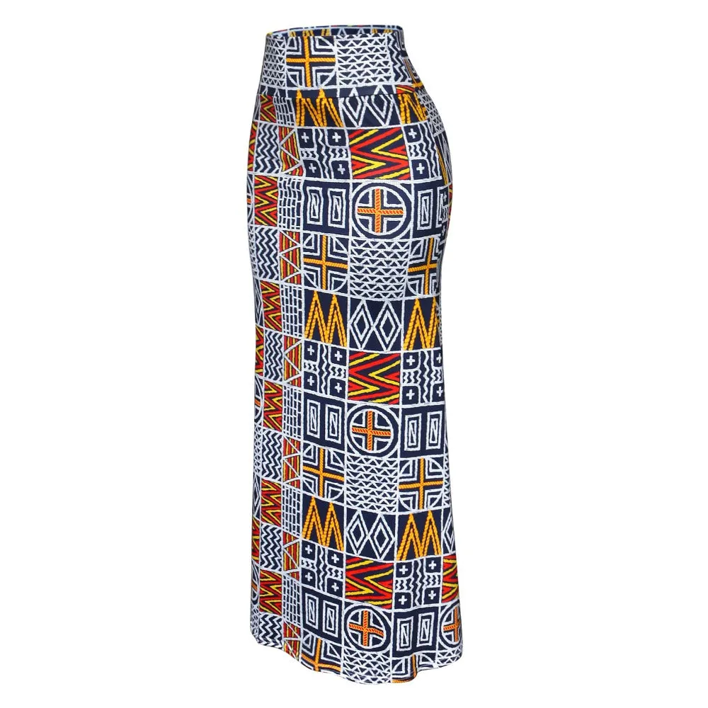 Funki Buys | Skirts | Women's Colorul Print Long Stretch Skirt