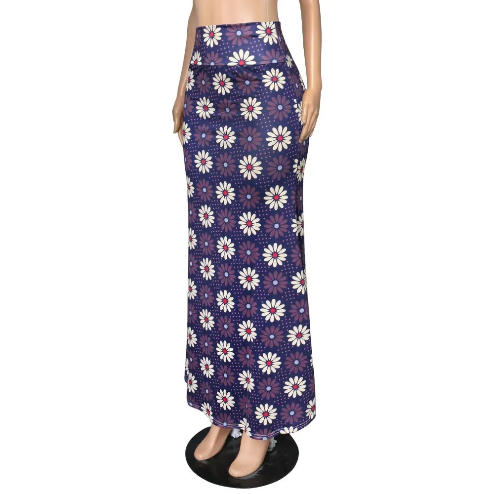 Funki Buys | Skirts | Women's Colorul Print Long Stretch Skirt