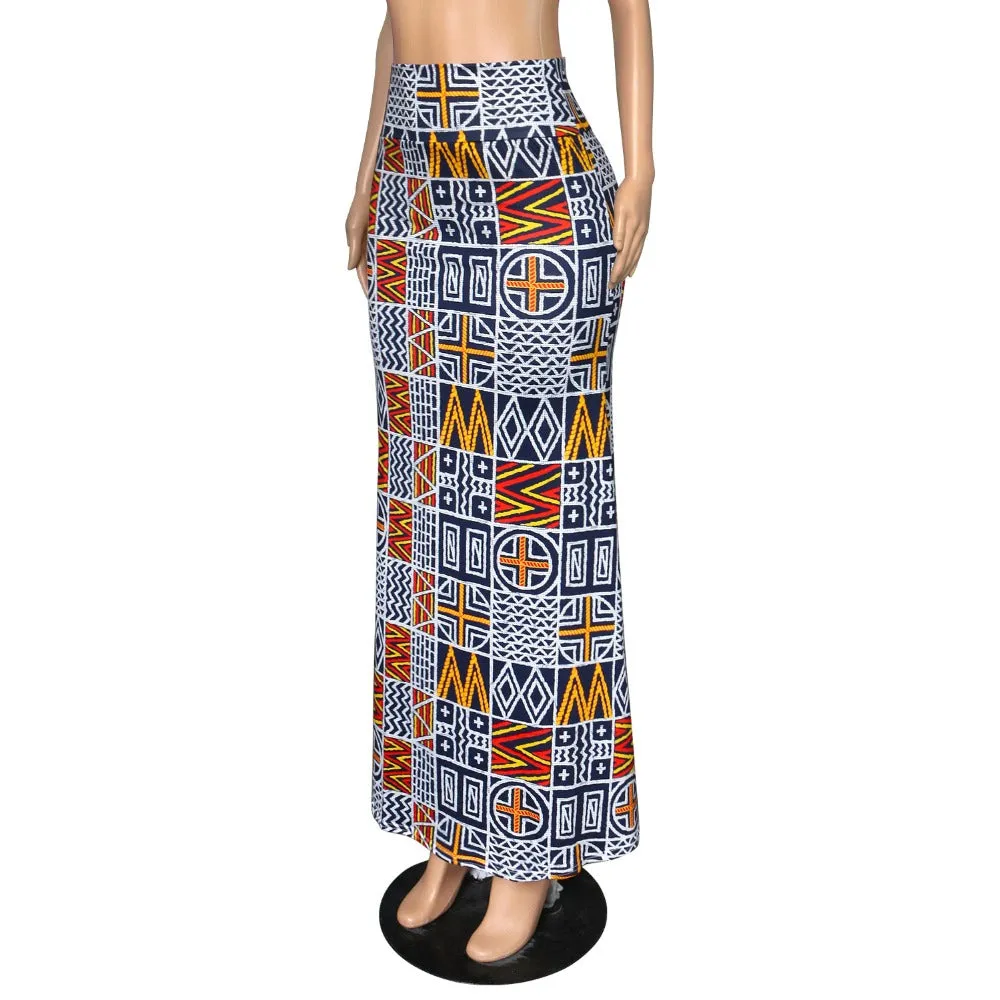 Funki Buys | Skirts | Women's Colorul Print Long Stretch Skirt