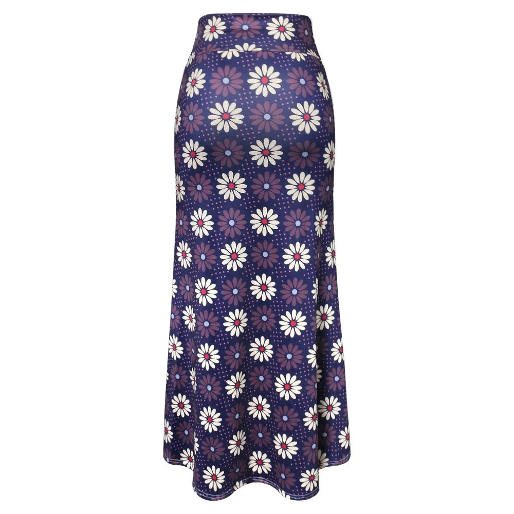 Funki Buys | Skirts | Women's Colorul Print Long Stretch Skirt