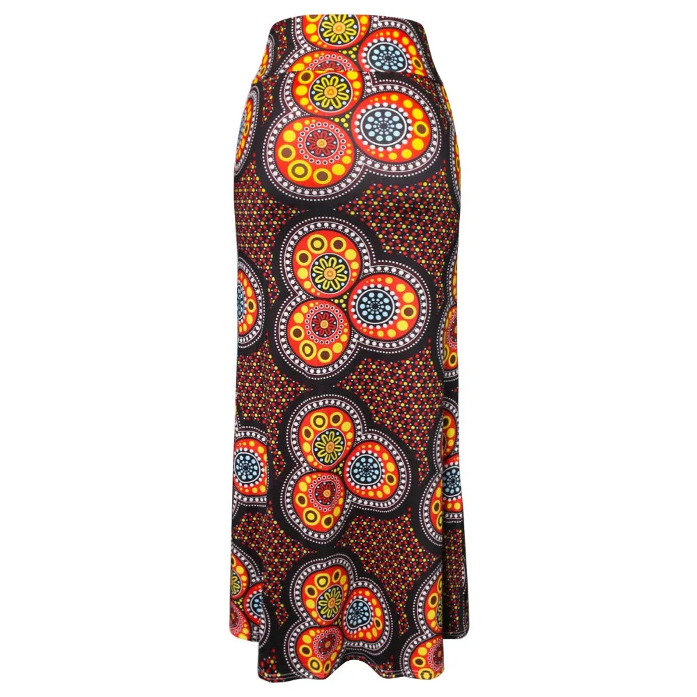 Funki Buys | Skirts | Women's Colorul Print Long Stretch Skirt